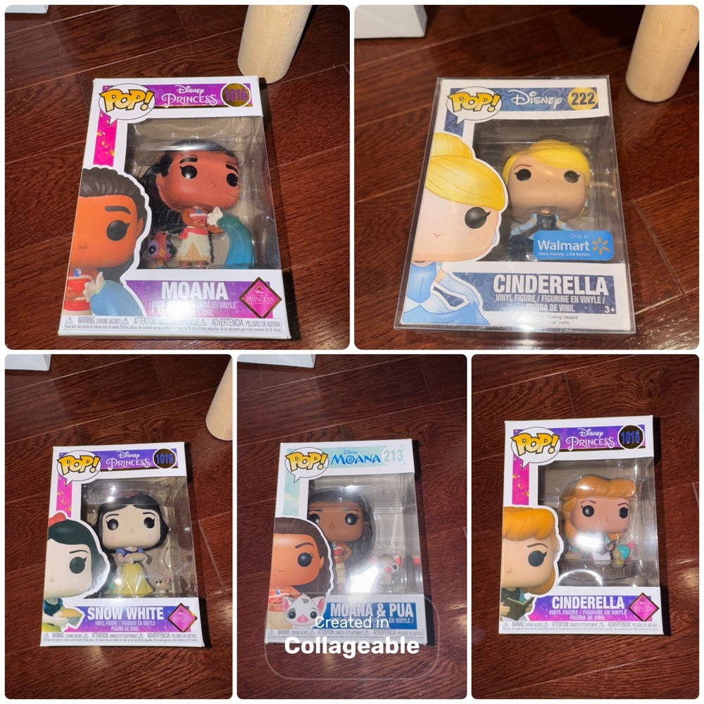 Funko Pop Disney Princess Action Figures - Moana, Cinderella, Snow White